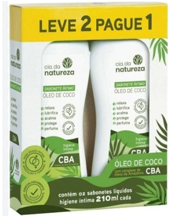 CIA DA NATUREZA SABONETE INTIMO OLEO DE COCO 210ML (KIT C/2 UNID)