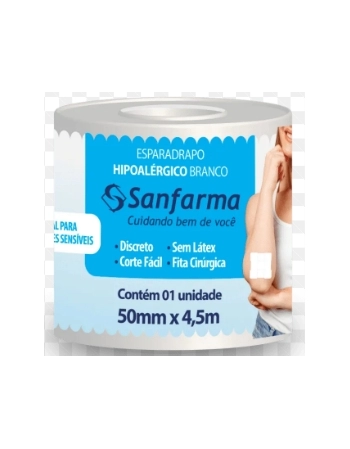SANFARMA ESPARADRAPO HIPOALERGENICO S/ LATEX (50 MM X 4,5 M)