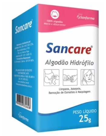 SANFARMA SANCARE ALGODAO HIDRÓFILO 100% ALGODÃO 25 G