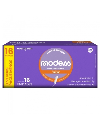 EVERGREEN MODESS ABSORVENTEINTERNO L+ P- 16 UNID (FLUXO INTENSO)