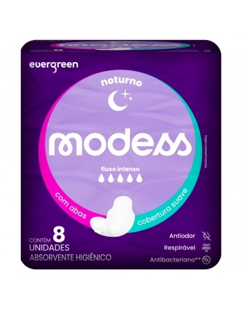 EVERGREEN ABSORVENTE MODESS NOTURNO C/ABAS 8 UNID