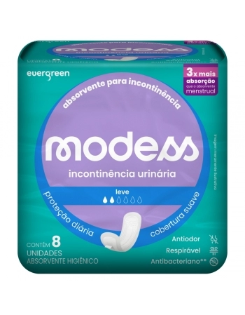 EVERGREEN MODESS ABSORVENTE PARA INCONTINENCIA LEVE S/ABAS 8 UNID