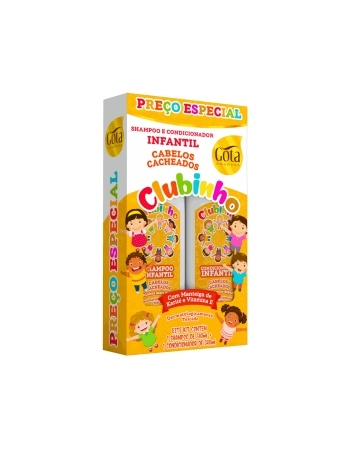 GOTA DOURADA CLUBINHO CACHEADOS KIT INFANTIL (SH+COND) 340ML