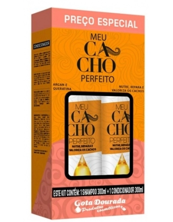 GOTA DOURADA KIT MEU CACHO PERFEITO (SH+COND 300ML) ARGAN QUERATINA