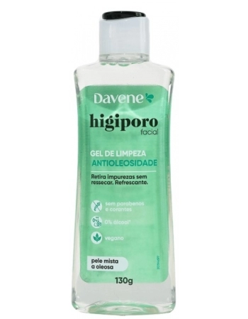 DAVENE HIGIPORO GEL DE LIMPEZA ANTIOLEOSIDADE PELE MISTA A OLEOSA 130ML