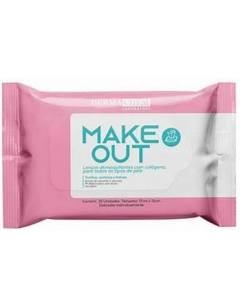 DERMACHEM LENÇO DEMAQUILANTE COM COLAGELO MAKE OUT C/ 25 UNID