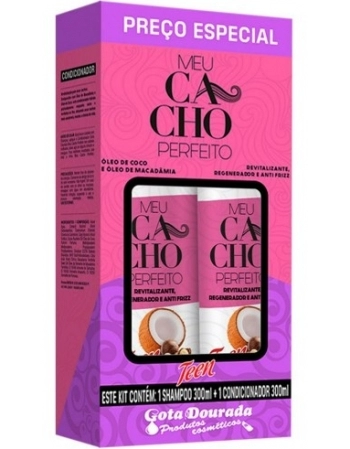 GOTA DOURADA KIT MEU CACHO PERFEITO (SH+COND 300ML) ARGAN QUERATINA