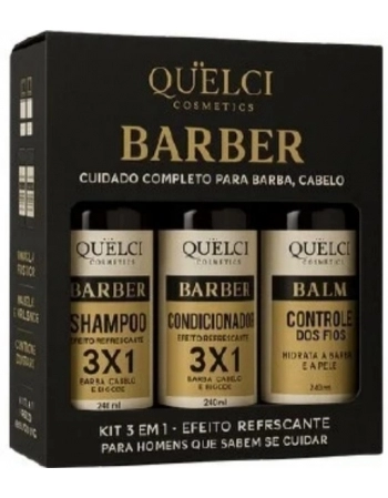 QUELCI BARBER KIT 3 EM 1 (SHAMPOO + COND + BALM) 240ML