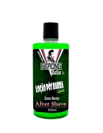 STRONG BARBER LOÇÃO PÓS BARBA LIQUIDA MENTOL 500ML (VERDE)