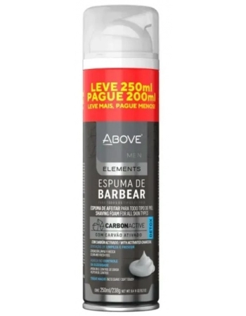 ABOVE ESPUMA DE BARBA CARVÃO ATIVADO PG 200ML LV 250ML