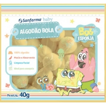 SANFARMA BOB ESPONJA ALGODAO BOLINHAS BABY 40G