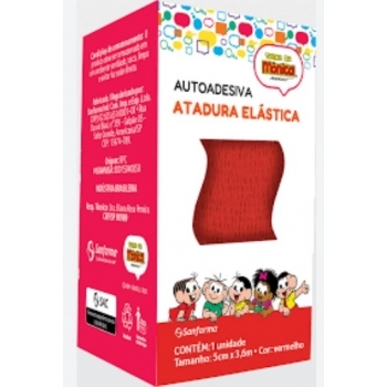SANFARMA TURMA DA MONICA ATADURA ELASTICA AUTO ADESIVA VERMELHA