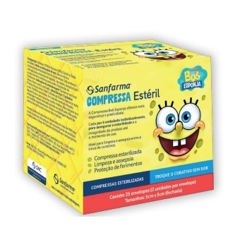 SANFARMA BOB ESPONJA COMPRESSA NAO ADERENTE ESTERIL 25 ENV. C/02 UNID