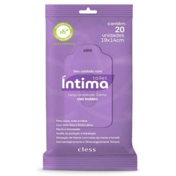 CLESS TOILET INTIMA LENÇO UMEDECIDO C/ 20 UNID
