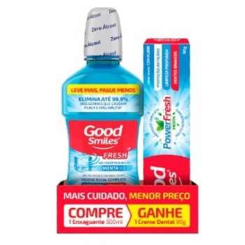 GOOD SMILES KIT (ENXAGUANTE BUCAL 500ML + CREME DENTAL 90G)