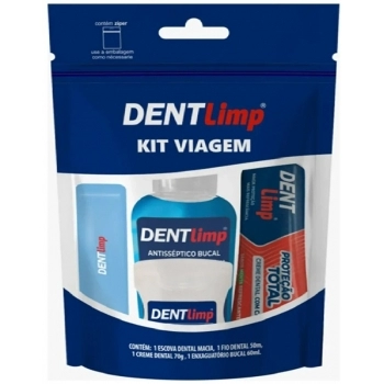 DENTLIMP KIT VIAGEM (ESCOVA + FIO DENTAL 50M + CR DENTAL 70G + ENXG 60ML)